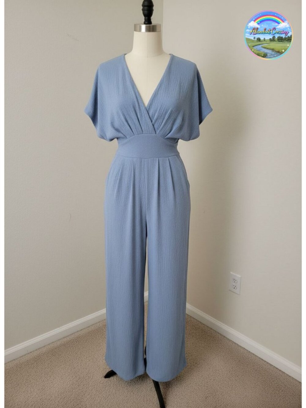 CUPSHE Womens One Piece Wide Leg Jumpsuit V-Neck Batwing Sleeve